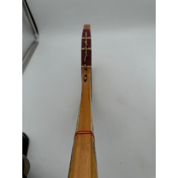 Vtg wood tennis racquet Don Budge leather collectable Airbnb Staging decor VRBO - Picture 12 of 15